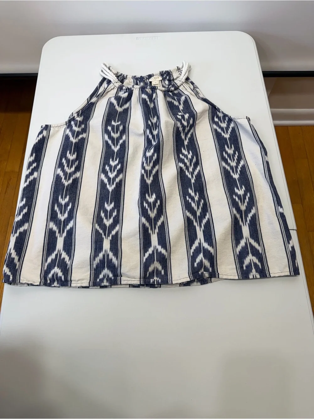J.Crew Blue & White Ikat Print Rope Strap Tank Top - Picture 9 of 9
